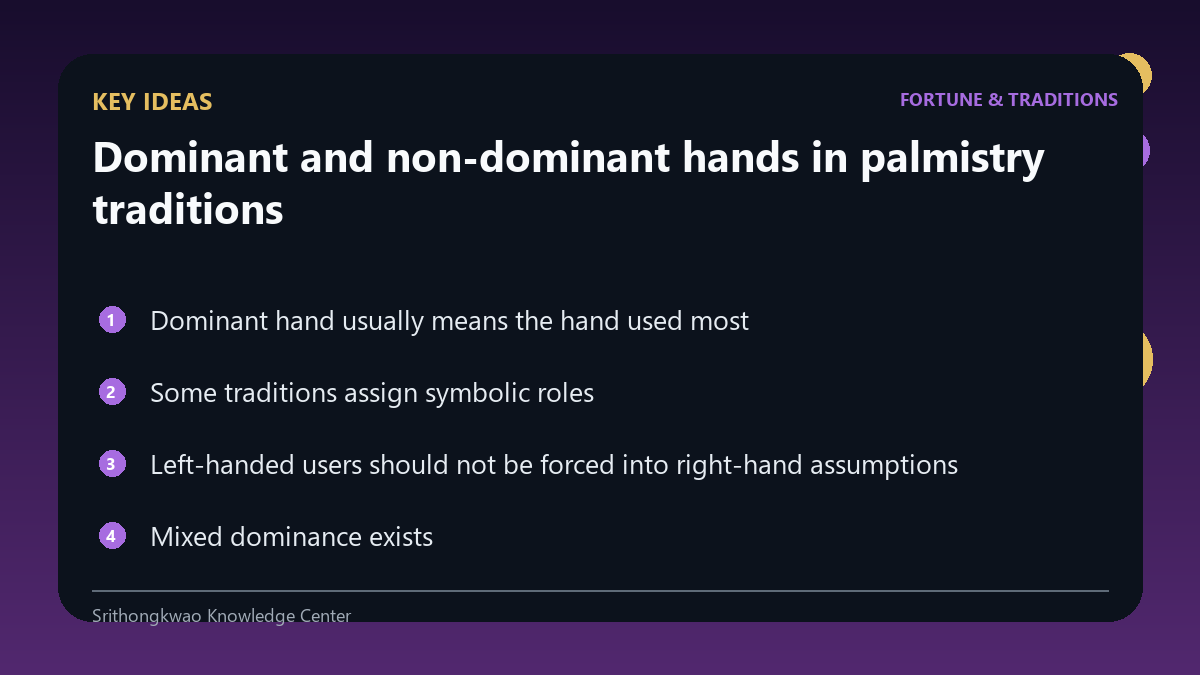 Key ideas from Dominant and non-dominant hands in palmistry traditions