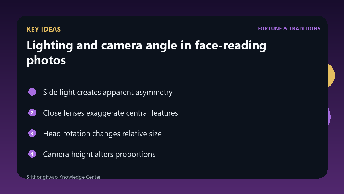 Key ideas from Lighting and camera angle in face-reading photos