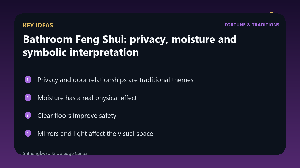 Key ideas from Bathroom Feng Shui: privacy, moisture and symbolic interpretation