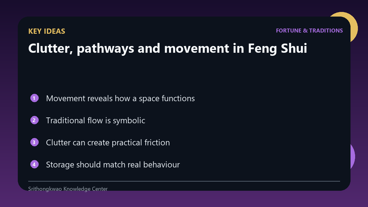 Key ideas from Clutter, pathways and movement in Feng Shui