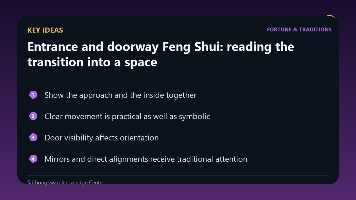 Key ideas from Entrance and doorway Feng Shui: reading the transition into a space