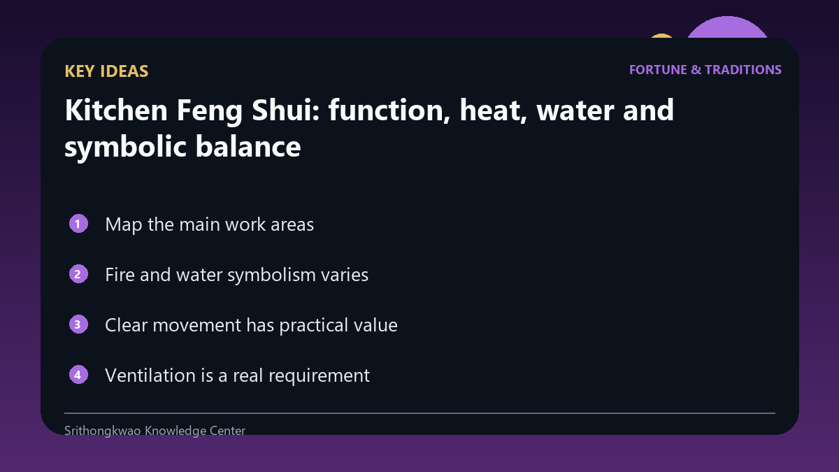 Key concepts for Kitchen Feng Shui: function, heat, water and symbolic balance