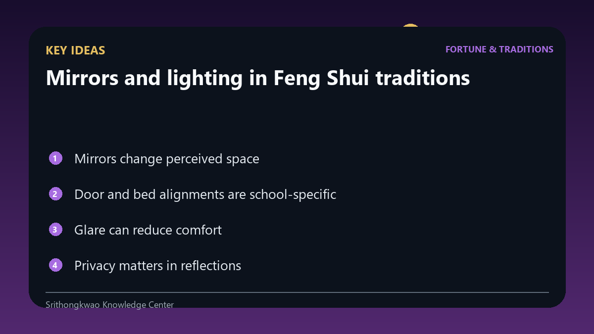Key concepts for Mirrors and lighting in Feng Shui traditions