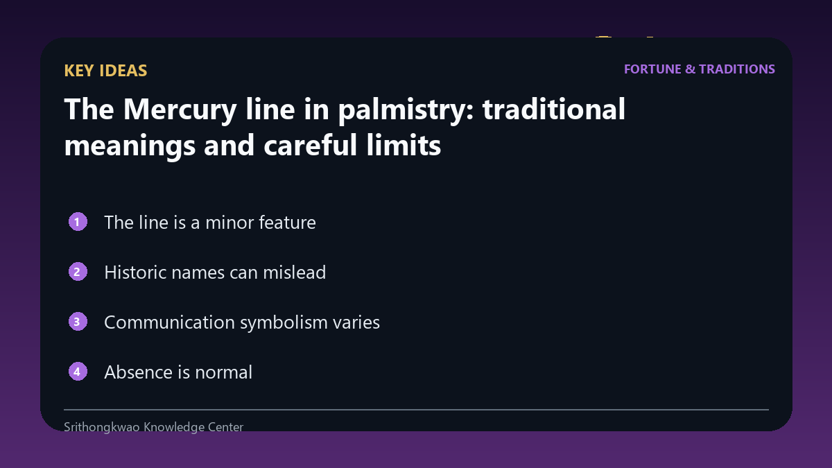Key concepts for The Mercury line in palmistry: traditional meanings and careful limits