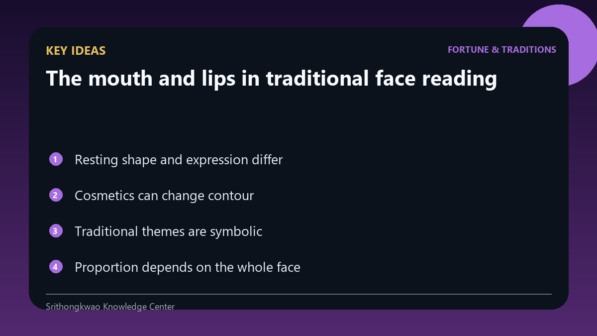 Key ideas from The mouth and lips in traditional face reading