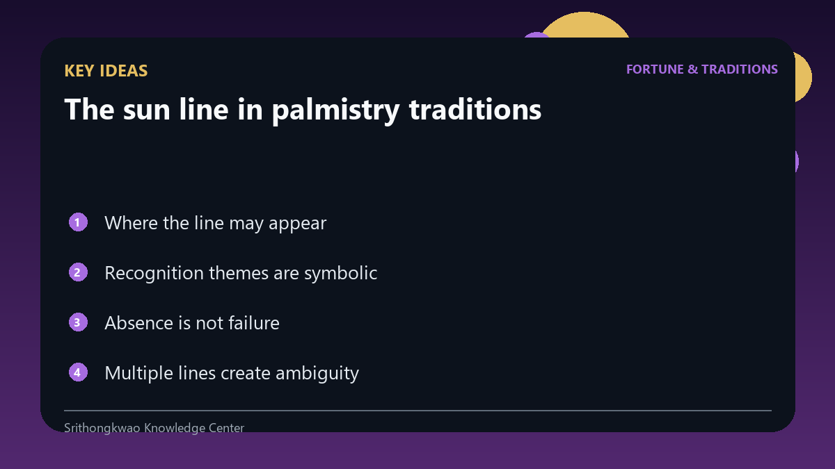 Key ideas from The sun line in palmistry traditions