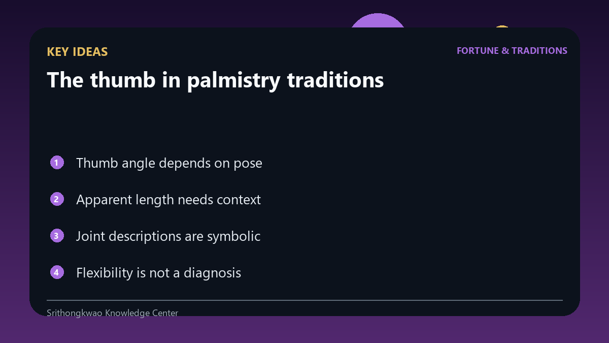 Key ideas from The thumb in palmistry traditions