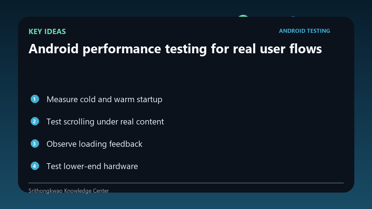 Key concepts for Android performance testing for real user flows