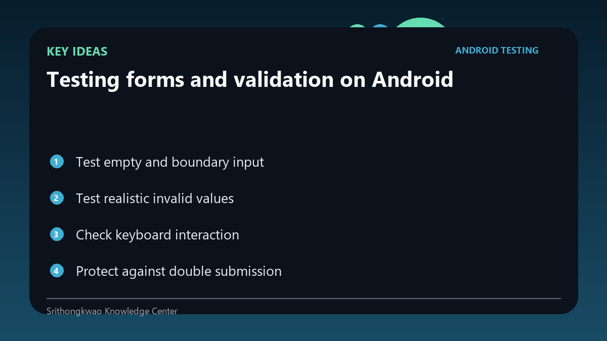 Key concepts for Testing forms and validation on Android