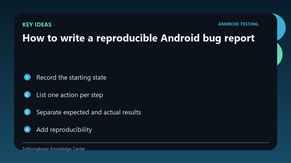 Key concepts for How to write a reproducible Android bug report