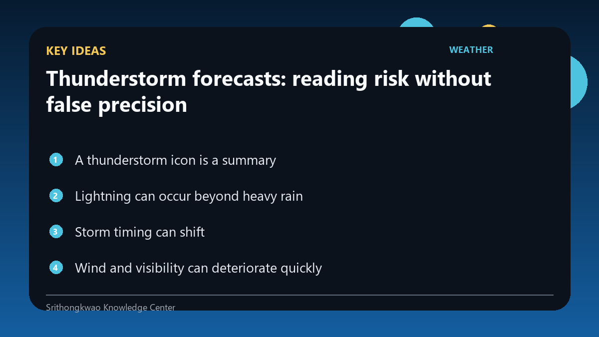 Key ideas from Thunderstorm forecasts: reading risk without false precision